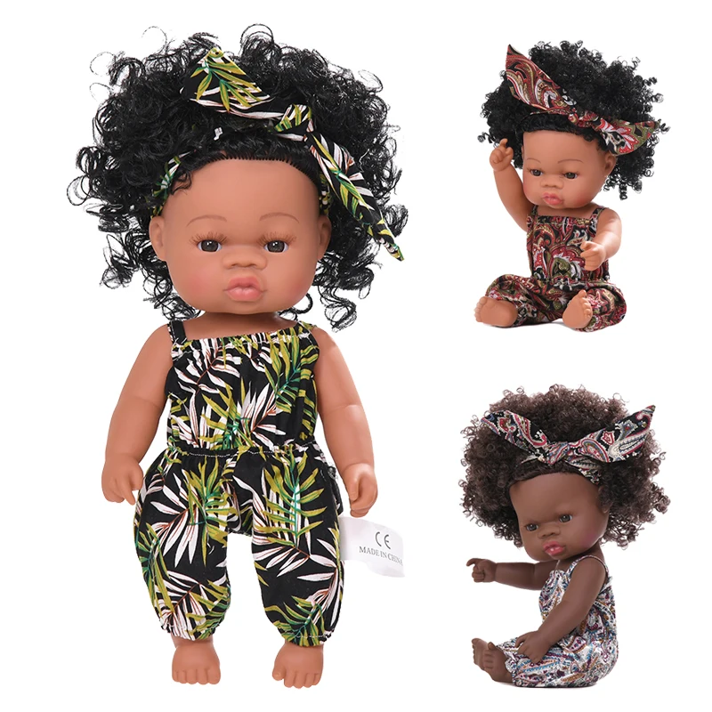 

Black Baby Dolls Pop African Reborn Full Body Silicone Vinyl Toys 35CM Newborn Baby Toy Bebe Reborn Toddler For Girl Kids Summer