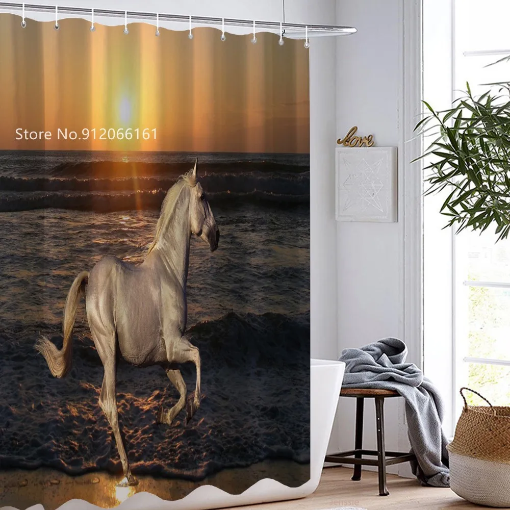 

Horse Tiger Snake Shower Curtain 3D Print Polyester Animals Bathroom Curtain Home Dorm Decor Bathtub Hanging Curtains 180x180cm