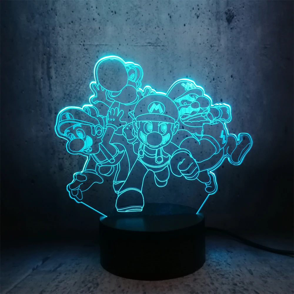 Ночник Классическая игра роль Супер Марио 3D Светодиодная лампа семейный милый