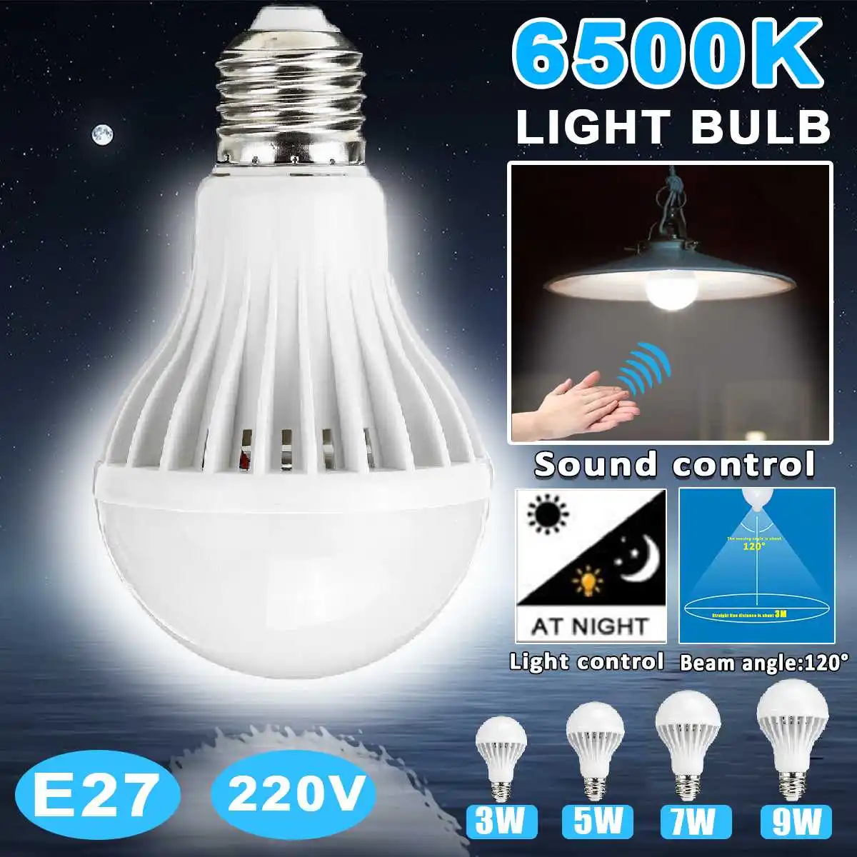 

220V 3W 5W 7W 9W 120° E27 2835SMD LED Globe Bulb Light Voice Light Control Lamp Saving Energy Bombillas LED Bulbs