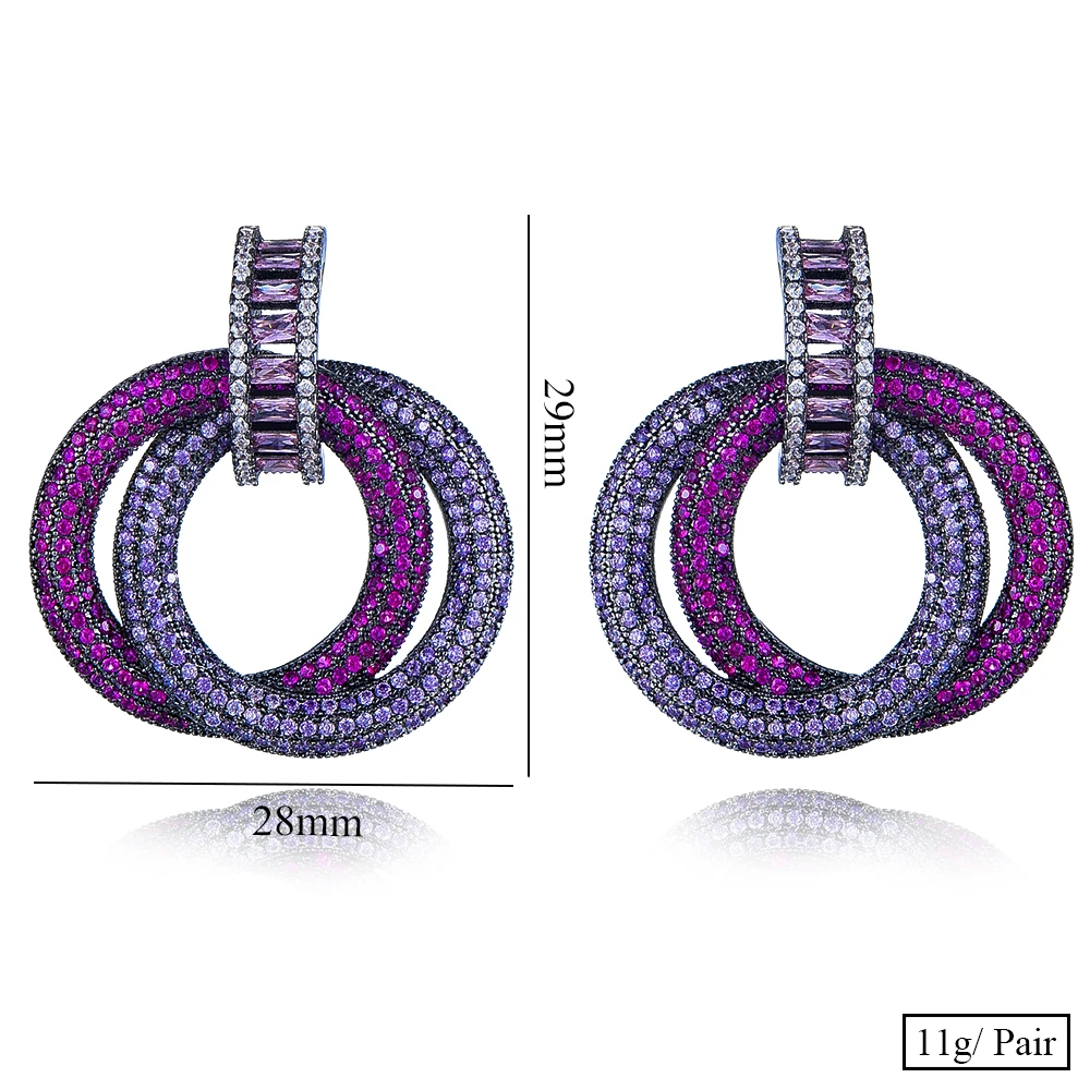 

missvikki Bridal Wedding Engagement Purple Pendant Earrings for Noble Luxury Women Bridal Wedding boucle d'oreille femme 2020