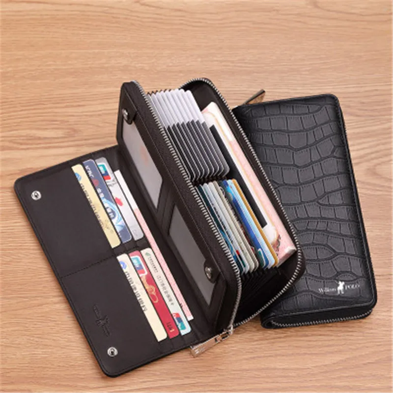 williampolo men wallets real cowskin rfid blocking men wallets large capacity card holder wallet coin purse long purse for men free global shipping