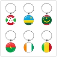 mauritaniamalirwandacoate divoireburundiburkina faso national flag keychain 25mm glass cabochon key rings for gift