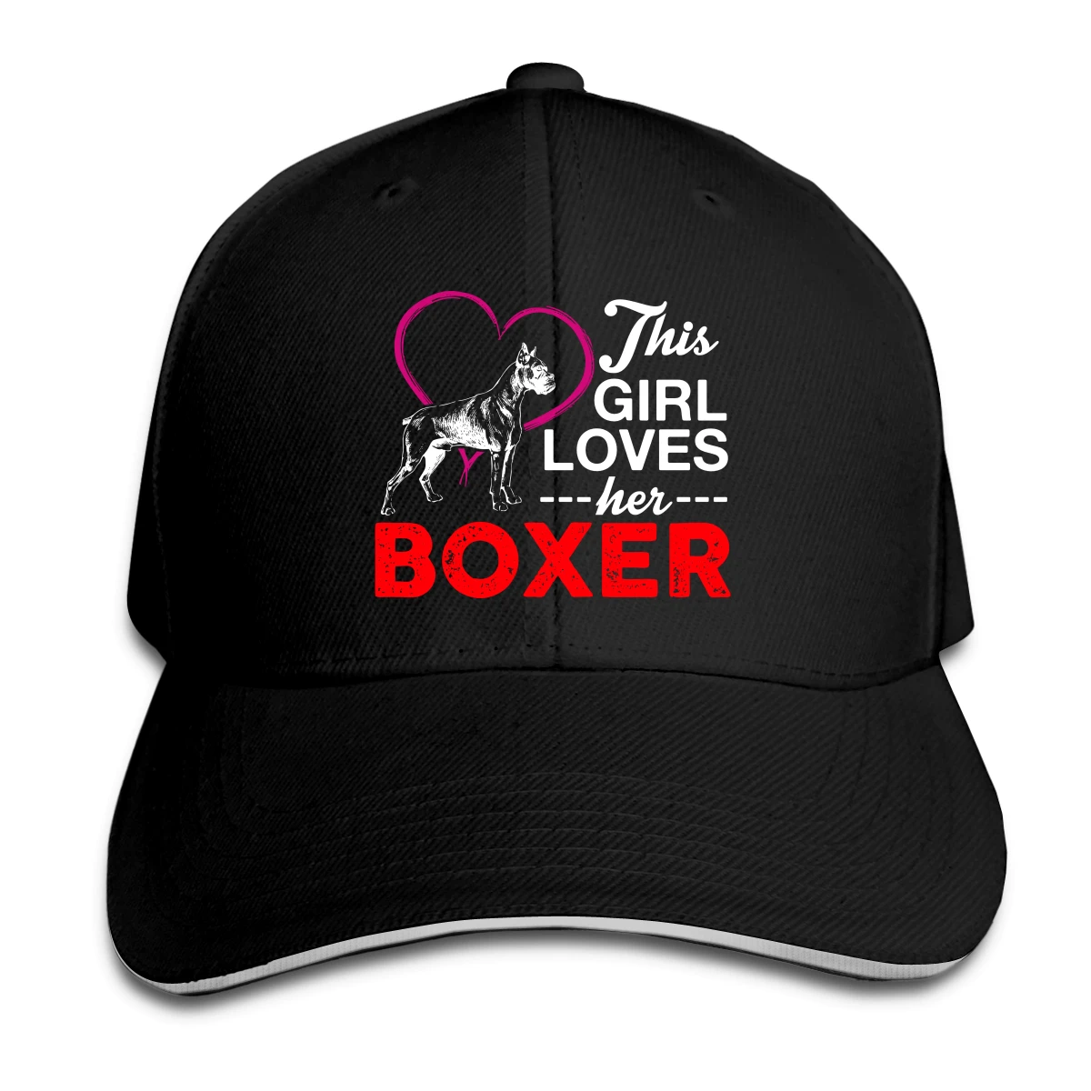 

Girl Loves Her Boxer Hat Baseball Cap for Men Women Fashion Adjustable Sun Hat