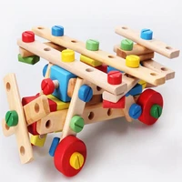 montessori kids diy wooden toys model building blocks kits screwing nut blocks construction toys baby preschool learning gifts