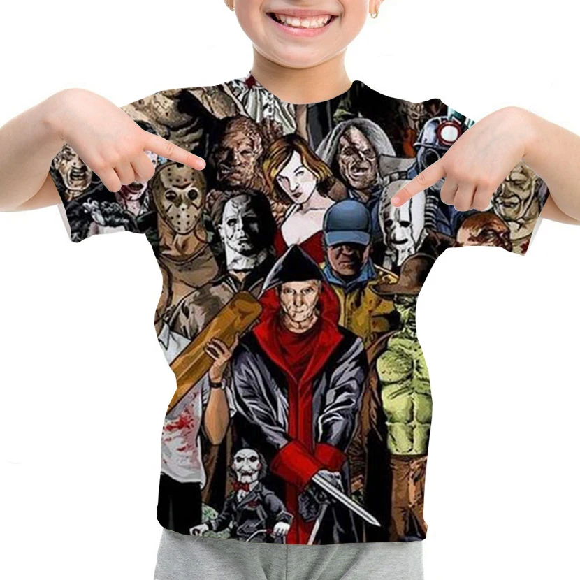 

New 2020 T Shirt Kids Summer Tops Cartoon Children T-shirt Horror Movie 3d Printing Funny Anime Graphic Tees Tshirt Children