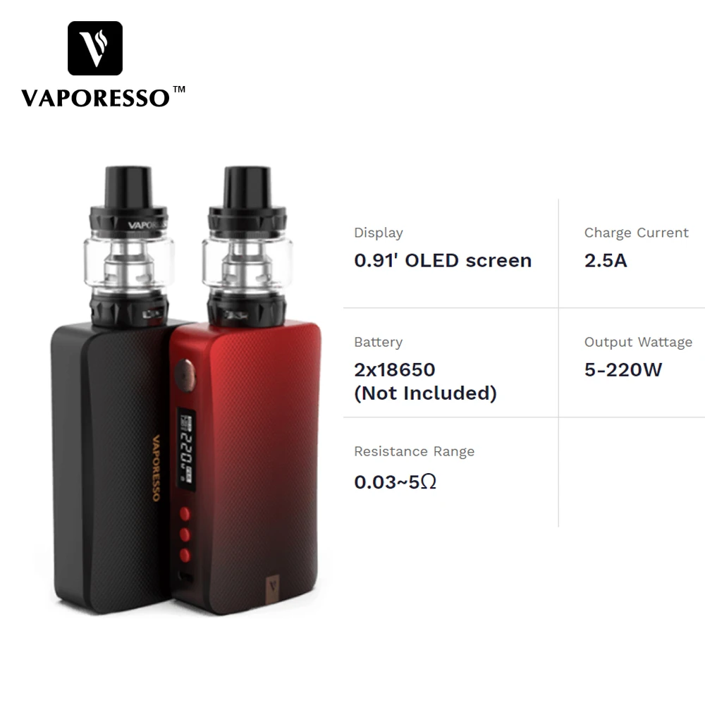 Новинка оригинальная электронная сигарета Vaporesso Gen 220W вейп Набор TC бокс мод с