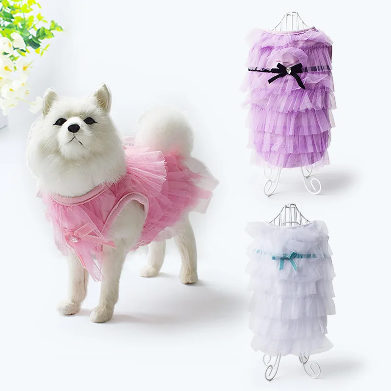 

Spot dog wedding dress dress Princess Dress pet Dress Lady mesh dress dog kitten dress