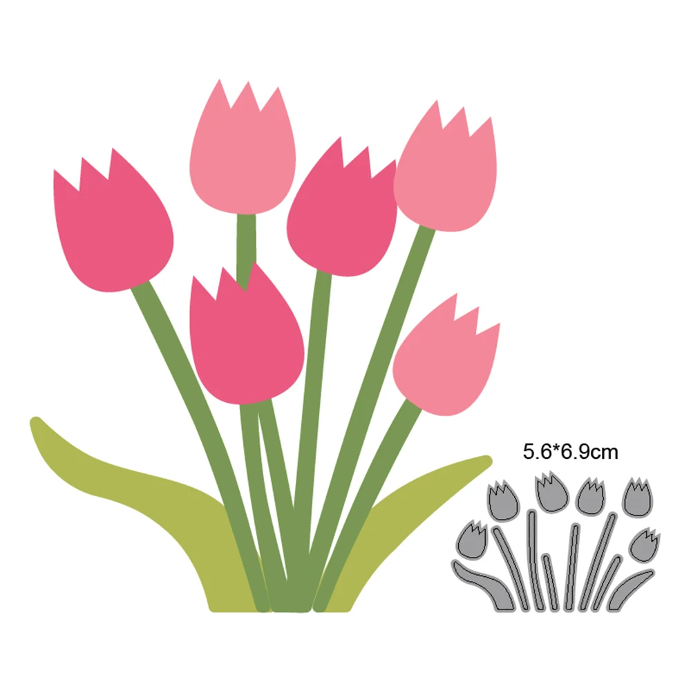 

Tulip Flowers METAL CUTTING DIES Stencil Scrapbooking Photo Album Card Paper Embossing Craft DIY