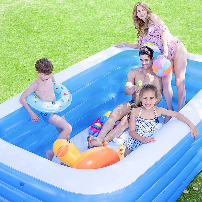 

180*125*72cm Summer Rectangular Family Inflatable Swimming Pool Bathing Tub For Kids/Adults Above Ground Outdoor HWC