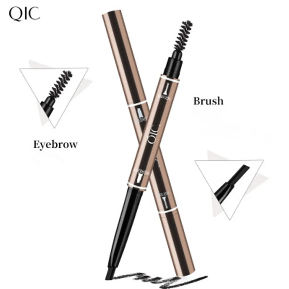 

QIC 2 In 1 Long Lasting Eyebrow Pencil + Eye Brow Brush Makeup Eyebrows Enhancer Cosmetics Waterproof Brows Make Up Pigment Pen