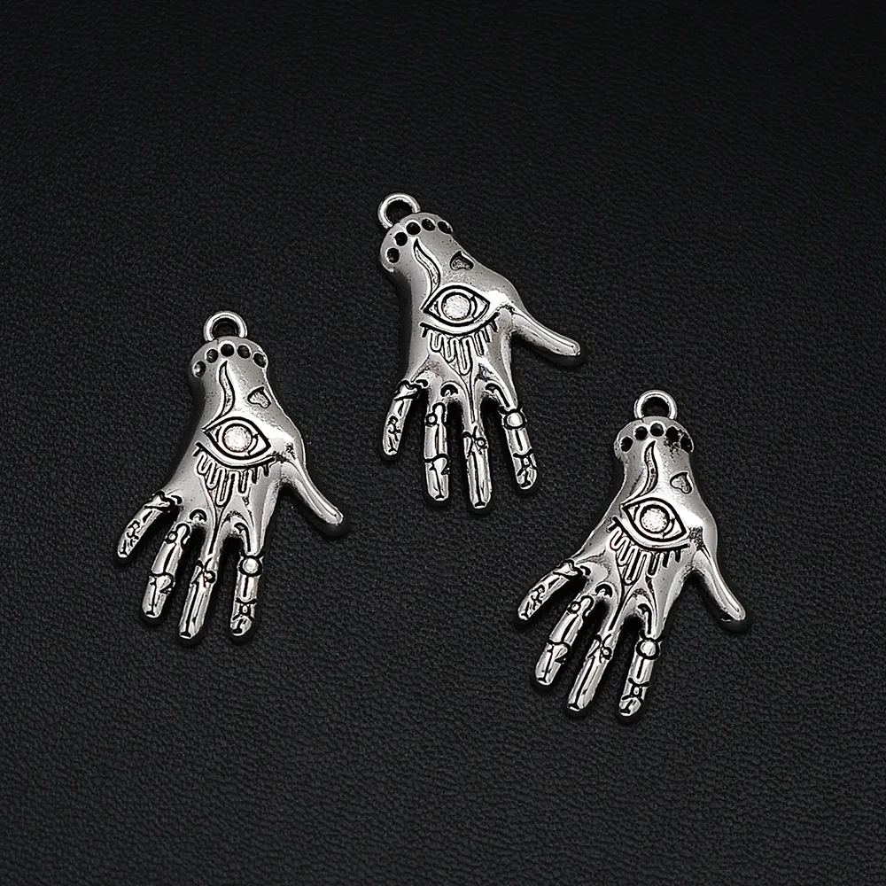 

7pcs/Lots 21x31mm Antique Silver Plated Hamsa Hand Charm Eye Pendants For DIY Earring Bracelets Necklace Jewelry Making Findings
