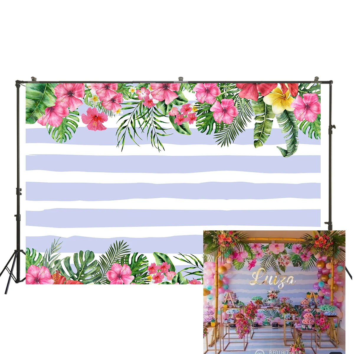 Тропические листья цветочный День рождения декоративный фон на заказ девочка