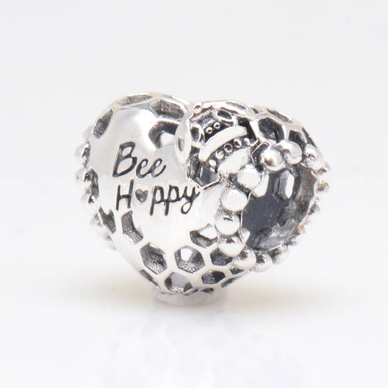 

Hot Sale 100% Real S925 sterling silver Sweet "Honey" Honeycomb Heart-shaped Ladybug beads Fit Original Bracelet Making