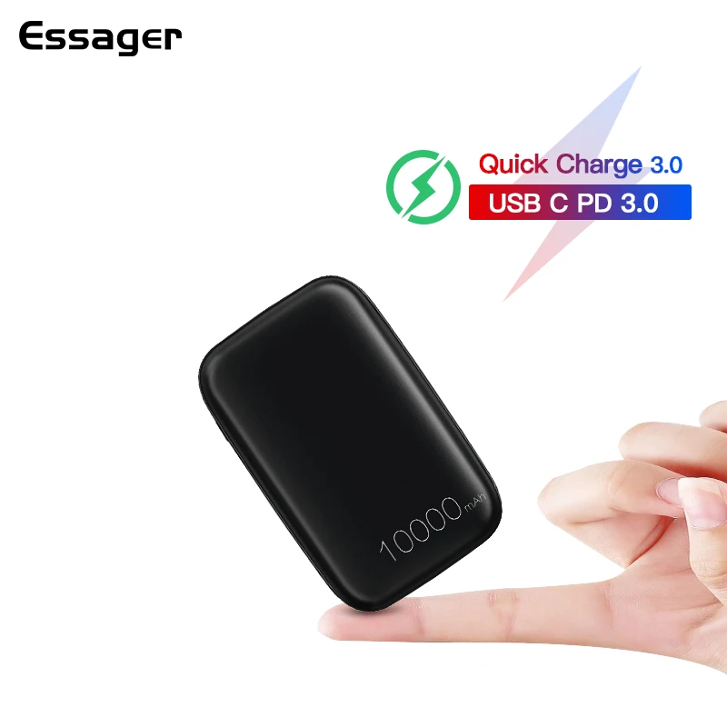 Essager mi ni power Bank Quick Charge 3,0 для Xiaomi mi 9 samsung huawei iPhone портативное зарядное устройство 10000 мАч usb type c PD power bank