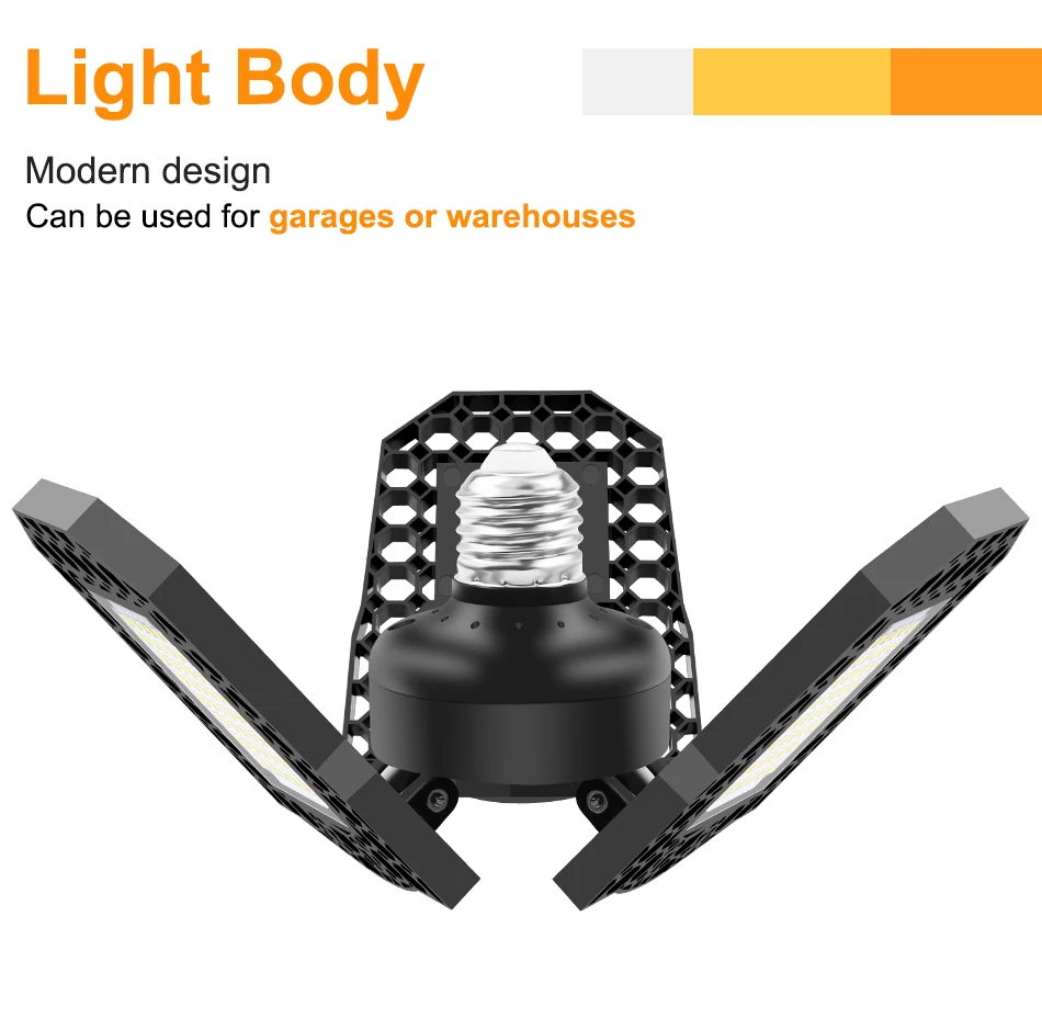 

LED Lamp E27 LED Bulb 60W 80W 100W Garage Light 110V 220V Deform Light for Workshop Warehouse Factory Gym