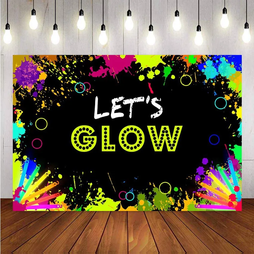 Фон для фотосъемки светящийся неоновый фон Let's Glow spplatter баннер украшения