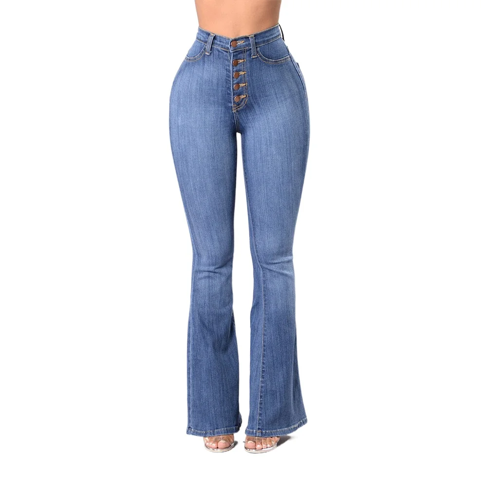 

High Waist Womens Jeans Female Slim Hip Trousers CE Denim Flared Pants Cotton Breathable Sweat Cloths Sexy Streetwea Denim