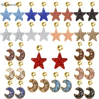 guemcal 2pcs explosive sweet multicolor sequined five pointed star moon ear expander 6mm 25mm piercing jewelry