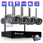 Беспроводная система видеонаблюдения Techage, 8 каналов, HD, 3 Мп, наружная Wi-Fi камера с автослежением, двухстороннее аудио, обнаружение людей, P2P