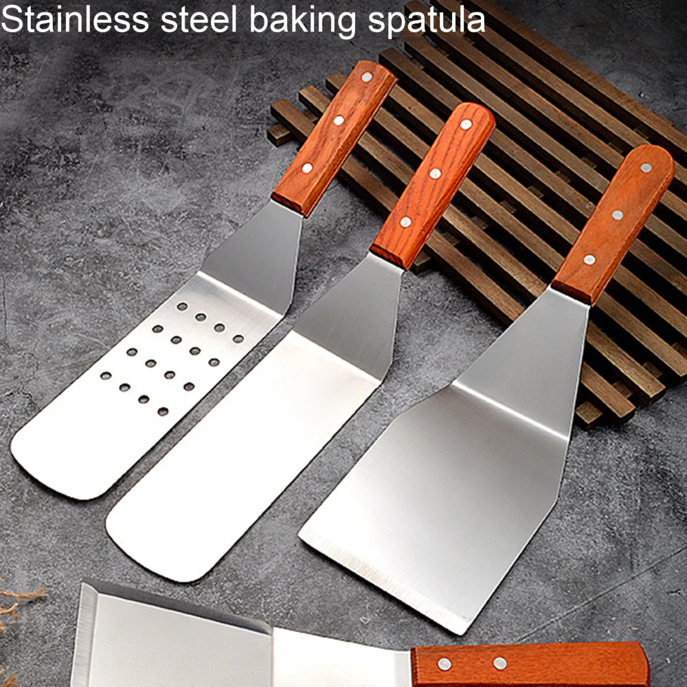 Frying Spatula Scraper Wooden Pizza Paddle Pastry Tools Stainless Steel Kitchen Baking Tool | Дом и сад