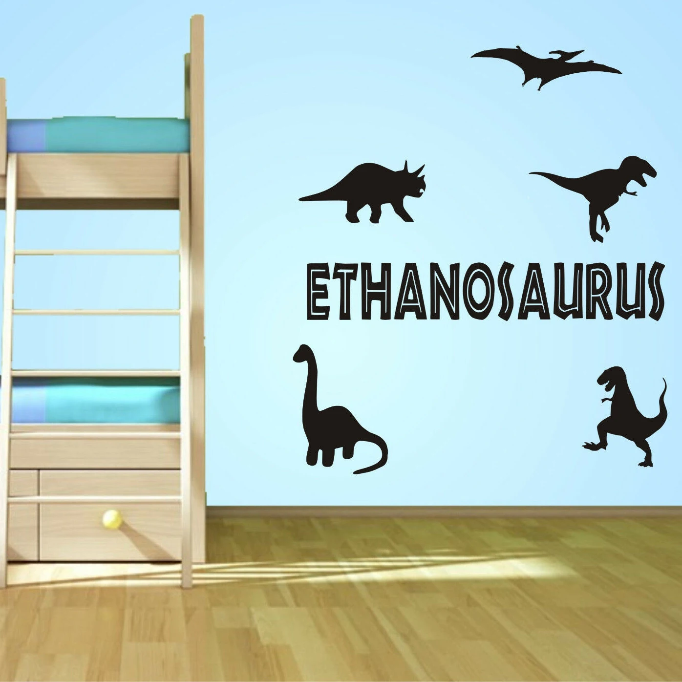 

Dinosaur with Custom Name Wall Stickers Boys Room Decoration Vinyl Decals Wall Decor Kids Bedroom Art Mural Nursery