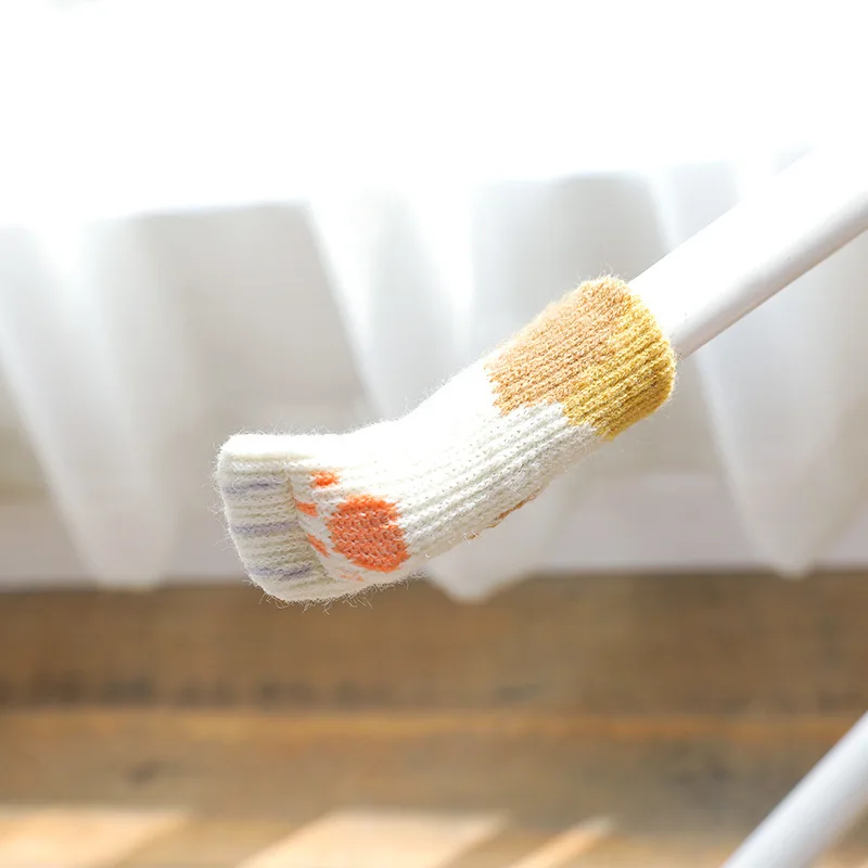 4шт прекрасный съемный стул ноги рукавом трикотажные кошачьи лапы носки