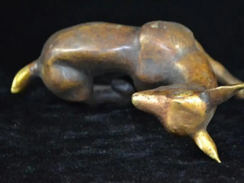 Медная Статуя китайская редкая медная резная реалистичный пятнистый олень