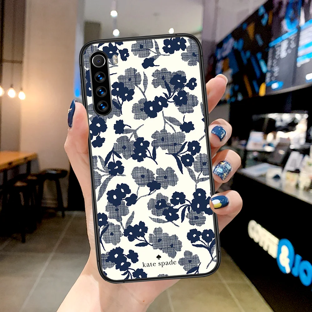 

Brand luxury Kate Pink Flower Phone Case For Xiaomi Redmi Note 7 8 8T 9 9S 4X 7 7A 9A K30 Pro Ultra black Waterproof Painting
