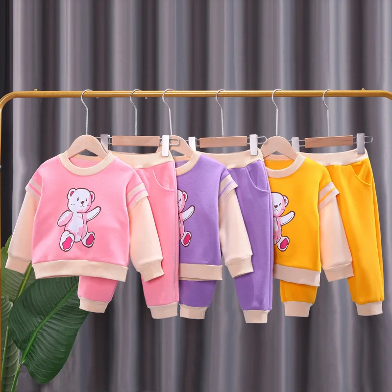 Одежда для маленьких девочек осенне-зимний теплый костюм детей бархатный свитер