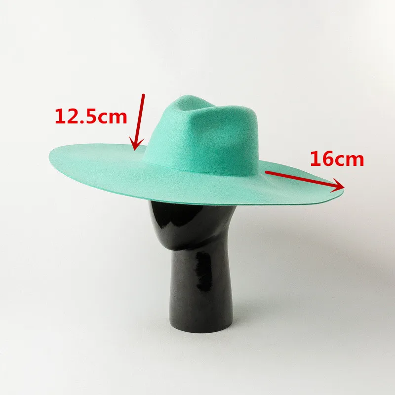 01908-HH8157 специальная зеленая шерстяная однотонная Шляпа Fedora для мужчин и женщин для отдыха Панама джазовая, шляпа