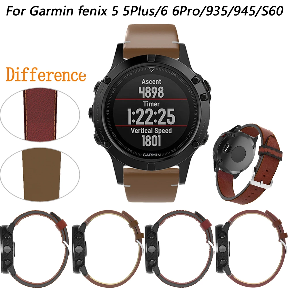 

22mm Leather Watch Band Strap For Garmin Fenix6 6Pro/5 5plus/Forerunner 935/945/Approach S60 smart watch Band Bracelet Wristband
