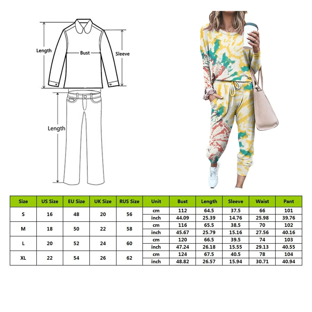 

Women Autumn Tracksuit 2 Piece Set Tie Dye Sets Female Casual Outfits Joggers Sportsuit Loose Sweatpants Matching Sets Plus Size