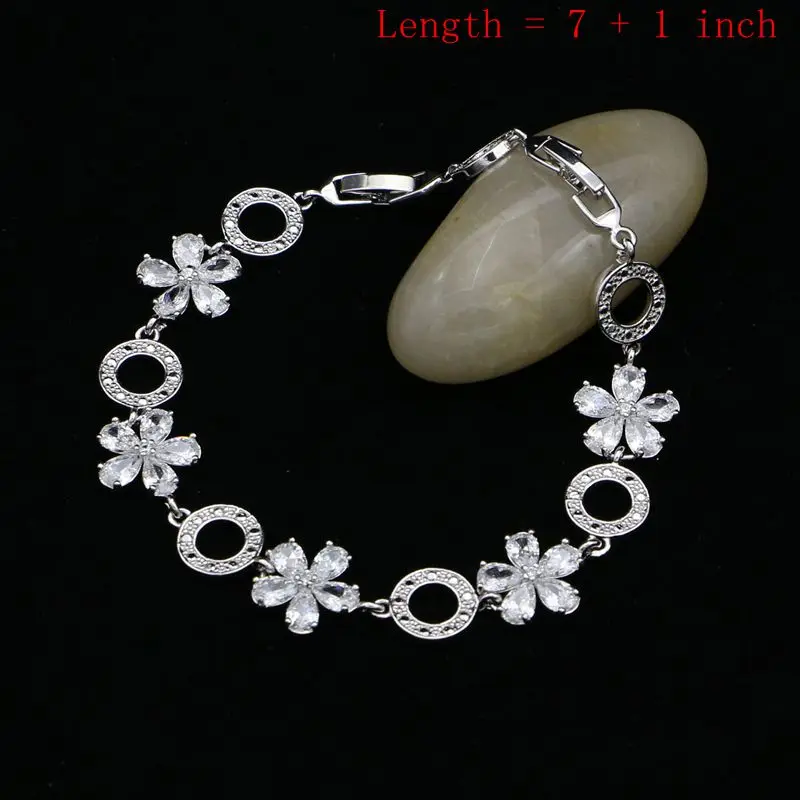 Белый Циркон с жемчужными бусинами Ювелирные наборы для женщин Свадебные серьги