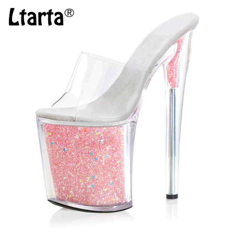 

Ltarta прозрачные женские полюс танцевальные, на высоком каблуке (20 см) со стразами, модельные сексуальные сандалии для ночного клуба; Женские ...