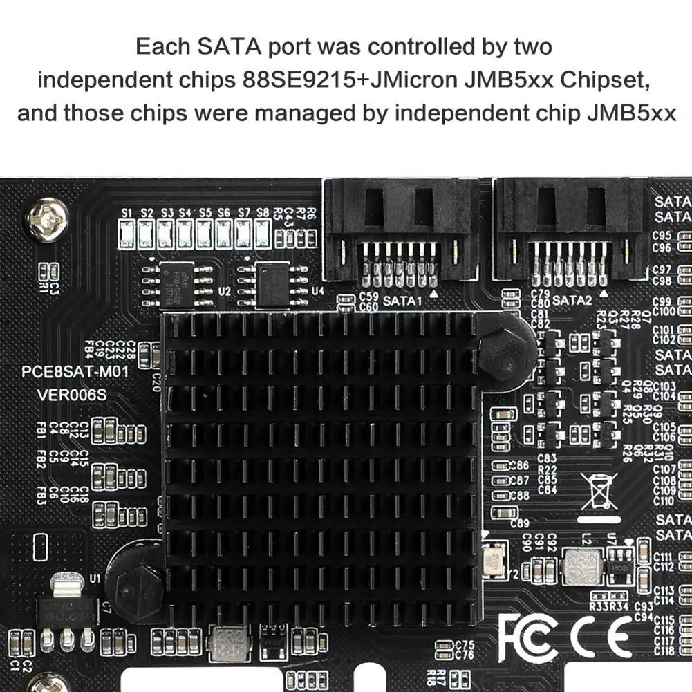 PCIe SATA карта 8 портов для контроллер плата расширения с кабели поддержка WINXP WIN7 WIN8