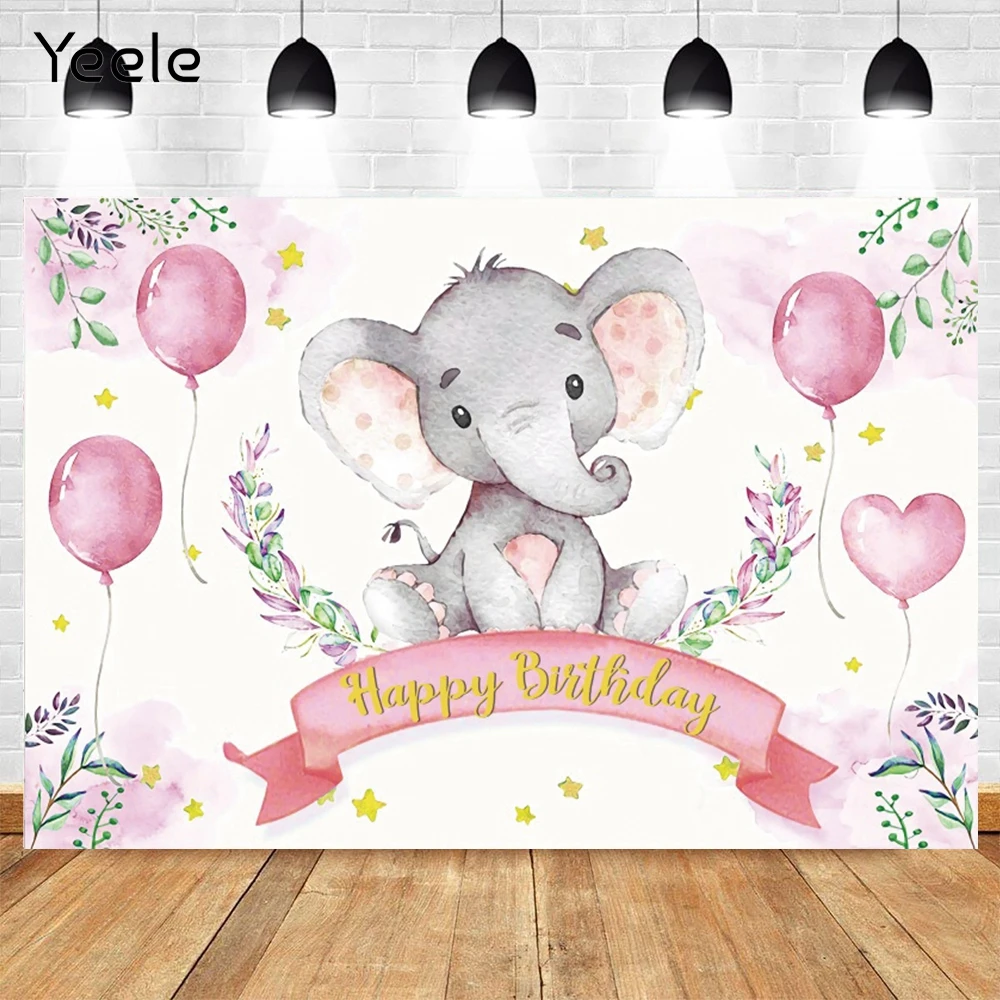 

Yeele Elephant Pink Balloon Newborn Baby Shower Birthday Party Photography Backdrops Background For Photo Photocall Photophone