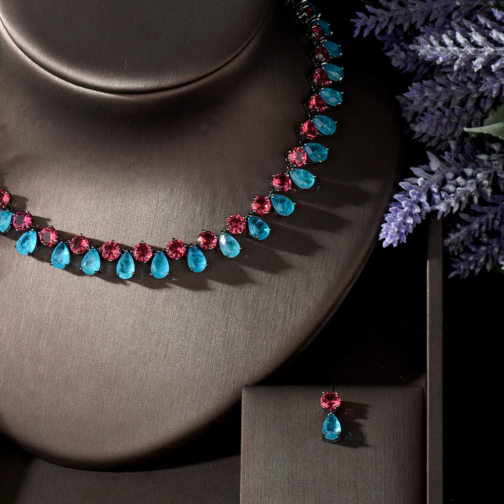 Hibrid Трендовое свадебное ожерелье серьги для женщин аксессуары полный кубический