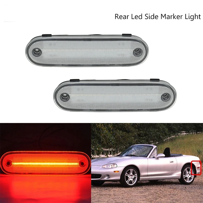 

4 Pcs Car LED Side Marker Light Turn Signal Lamp for Mazda Miata MX-5 Clear 1990-2005, 2 Pcs Rear & 2 Pcs Front