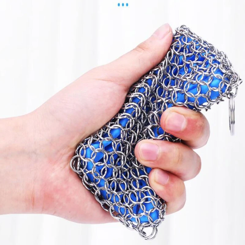 Cast Iron Stainless Steel Cleaner Chainmail Scrubber for skillet Wok Pot Pan Pre-seasoned Barbecue Kitchen Cleaning Accessories |