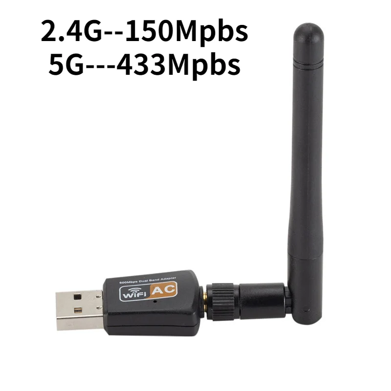 

WiFi Adapter AC600M Dual Band 5G/2.4GHz Wireless USB Network Card Wifi Receiver Ethernet LAN for PC
