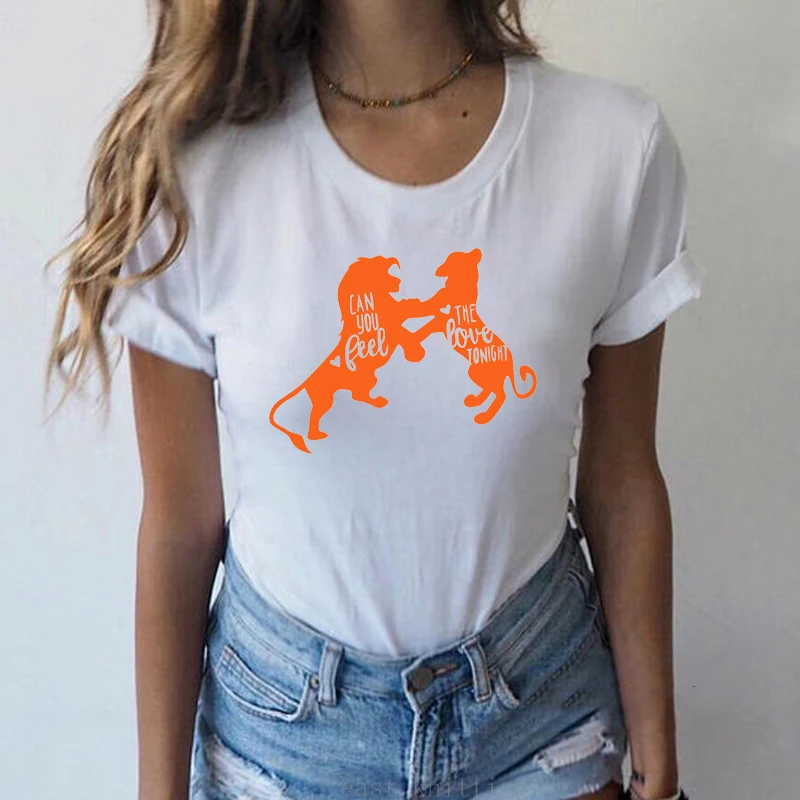 TJCJFO Милая женская футболка с принтом Король Лев Летняя Повседневная коротким