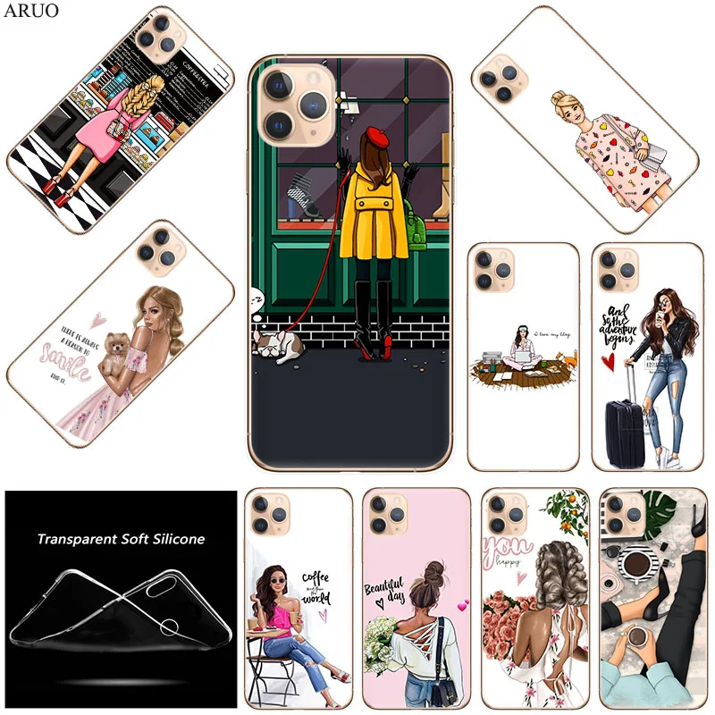 Мягкий силиконовый чехол из ТПУ City Girl Flower Eiffel для iPhone 12 mini 11 Pro XS Max 7 8 6 6s Plus SE 2020 X XR 5