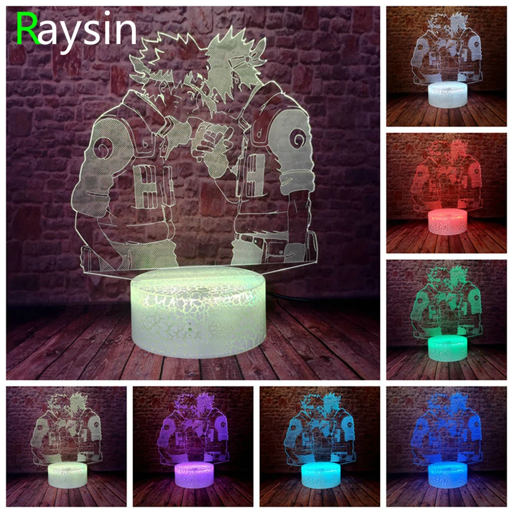 Amroe Наруто Узумаки и Учиха сасуке фигурки ниндзя 3D светодиодный смарт светильник