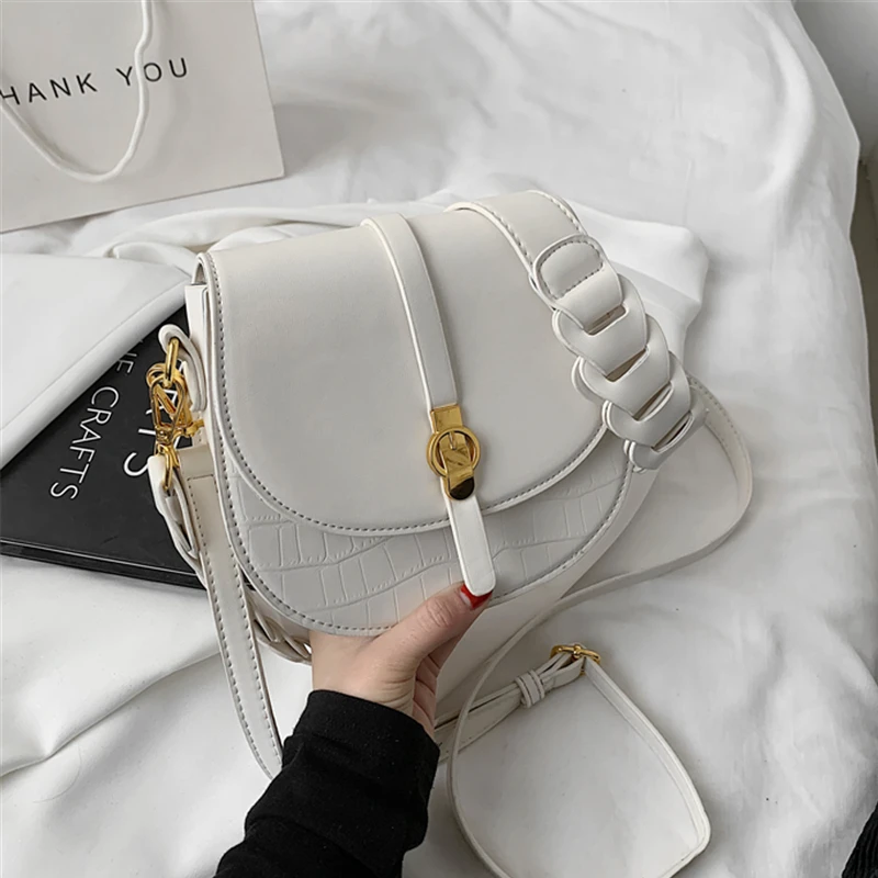 

Burminsa Semicircle Saddle Shoulder Bags For Women Brand Designer Half Round Wide Strap High Quality Small Ladies Crossbody Bags