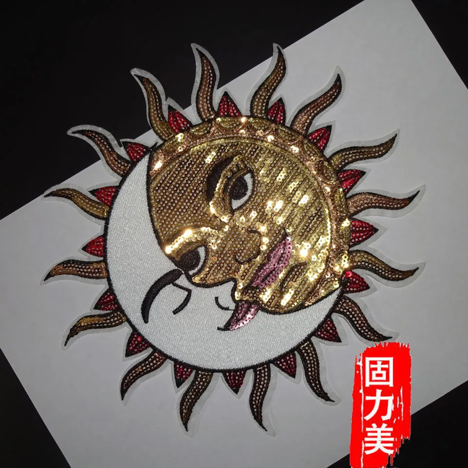 2 шт. большая size24.5 * 24 5 см вышитые патчи sun moon для женщин двойной уход за кожей лица