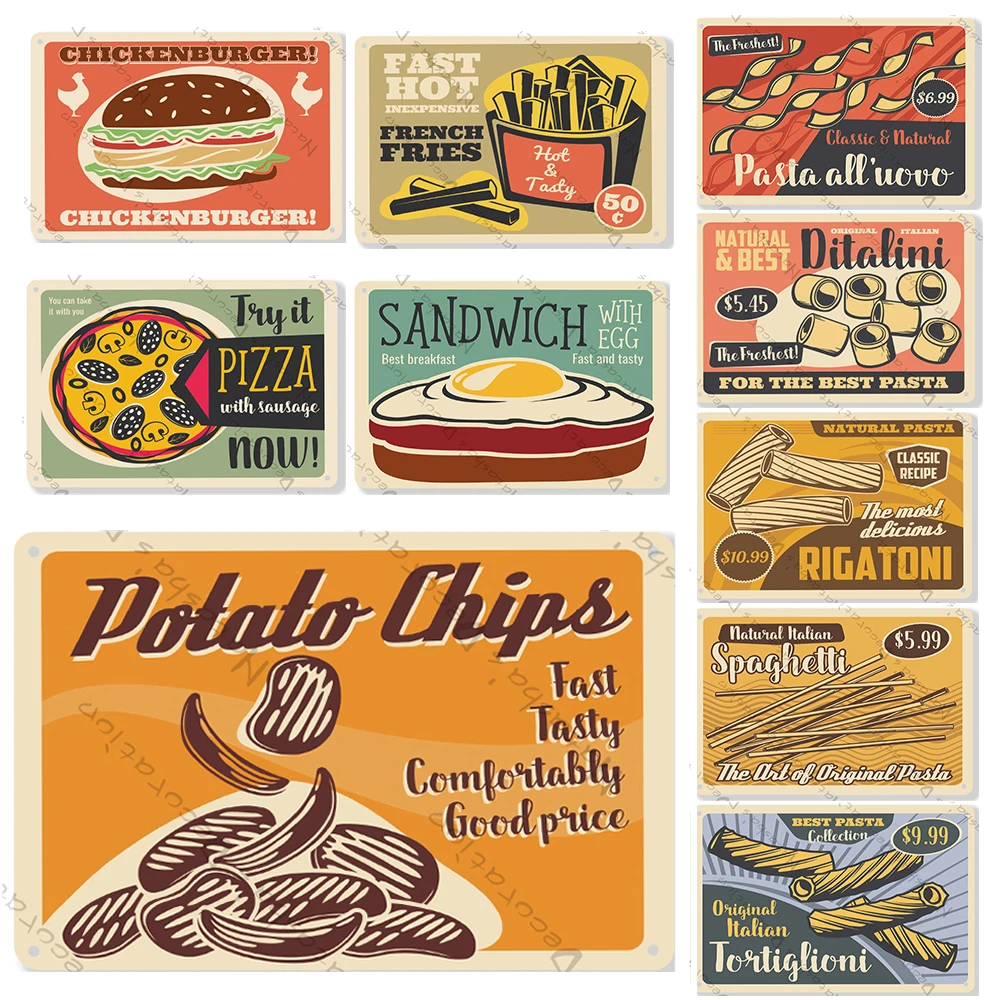 

Fast Food Metal Sign Kitchen Vintage Signs Retro Poster Wall Plate Industrial Decor Club Pub Bar Home Kitchen Wall Decor Signs