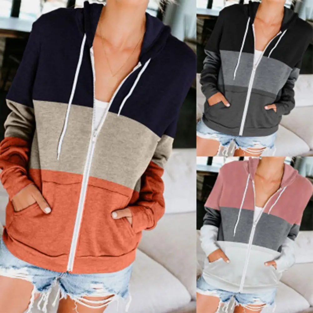 

Warm Lightweight Zipper Closure Women Hooded Sweatshirt for Vacation