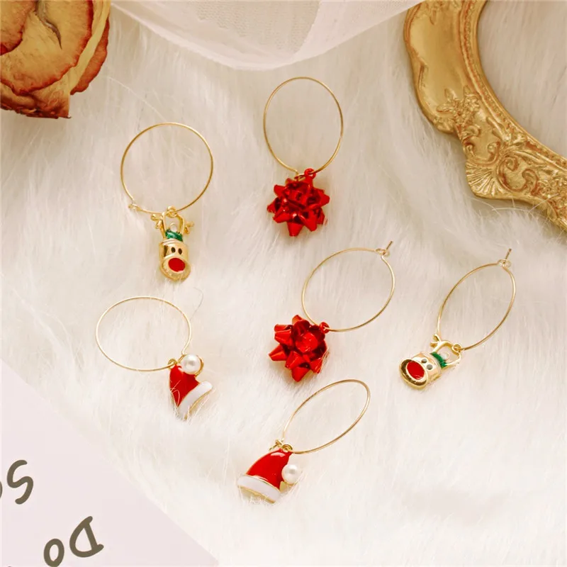 

2020 Christmas Flower Christmas Hat Elk Ear rings For Women Girl Festival Accessories Earrings Cute Earrings Jewellery Gift New