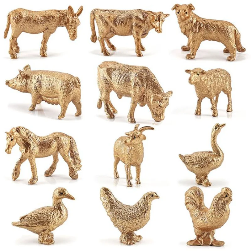 

12 шт./компл. имитация твердого золота животных ручной работы из ПВХ орнамент сцена модель BL-1019 Lelewu